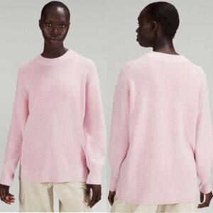 Lululemon Women's 2 Merino Wool Blend Ribbed‎ Crewneck Sweater Heathered Pink
